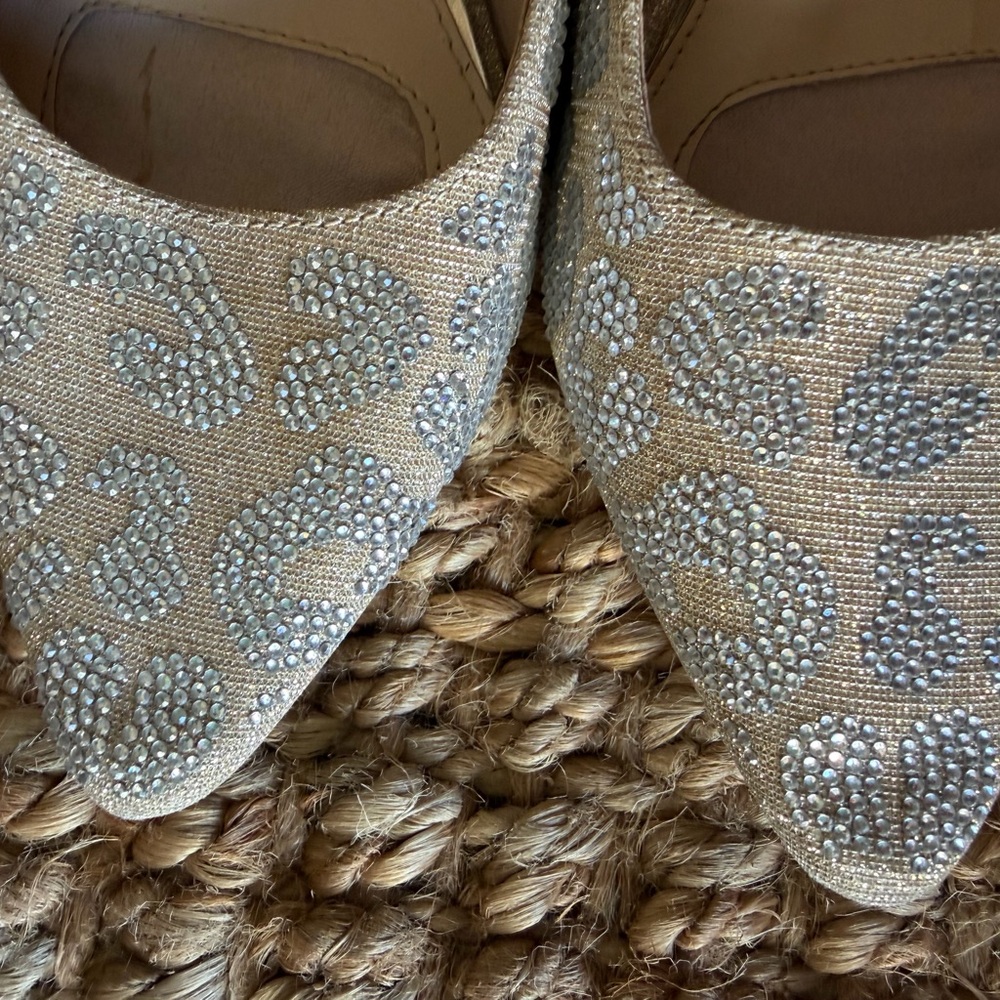 Carolyn trucker pumps Beige and Silver Women's low Heels beaded #8 - Picture 5 of 10